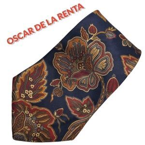 Oscar de la Renta 100% importes Silk Floral men's tie.